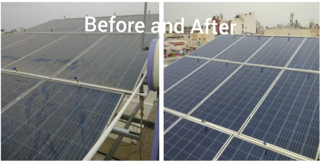 Before & After clean solar panel